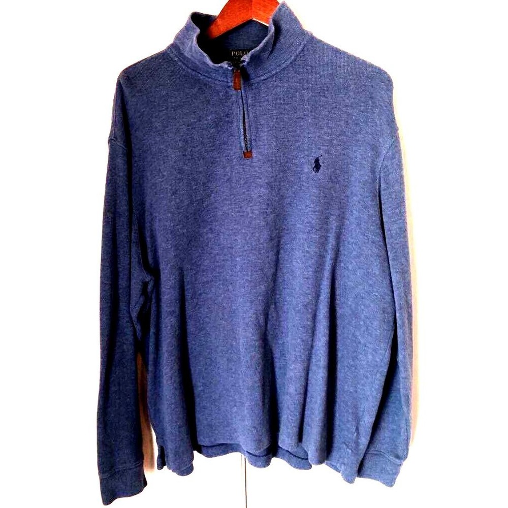 Polo Ralph Lauren Mens 1/4 Zip Sweatshirt Pullover Gray Heathered Pony Logo XXL